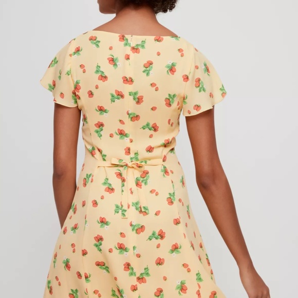 Aritzia Sunday Best Raelyn Mini Yellow Strawberry Dress - Picture 7 of 9